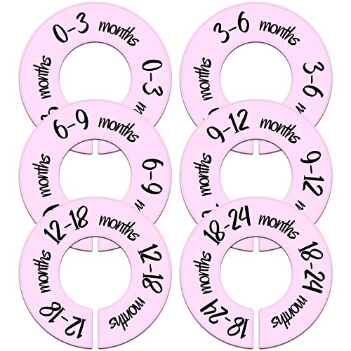 Pro Goleem Baby Closet Dividers Pink Baby Closet Organizer for Nursery Baby Clothes Size Age Dividers Fits 1.5" Rod 6 PCS