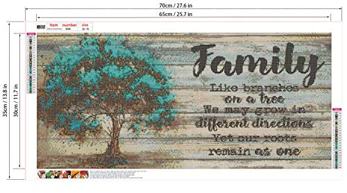 Diamond Painting Kits for Adults, Big Size Diamond Art Family Words and Tree, 5D DIY Full Drill Cross Stitch Embroidery Retro Craft for Living Room Decor (14 x 28 in)