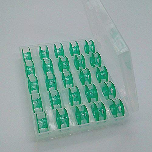 H-Tesco 25pcsBox Green Plastic Bobbins for Viking Husqvarna Sewing Machines 413182545