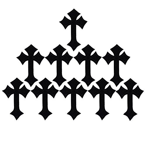 XUNHUI 10PCS Patch Black Cross Embroidered Applique Iron on Clothing Embroidered Patches