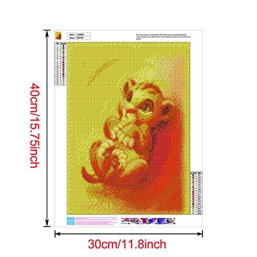 DIY 5D Diamond Painting Kit, 16"X12" Littel Lion King Round Full Drill Crystal Rhinestone Embroidery Cross Stitch Arts Craft Canvas for Home Wall Decor Adults and Kids
