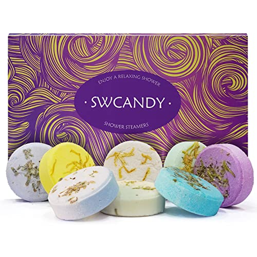 Aromatherapy Shower Steamers Christmas Gifts Set Lavender - Swcandy 8 Pcs Bath Bombs Gifts for Women, Shower Bombs with Essential Oils Relaxation Gifts for Home SPA, Melts for Women Who Has Everything