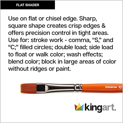 KINGART Premium Radiant 6300-2 Liner Series Artist Brush, Synthetic Taklon Hair, Short Handle, for Acrylic, Oil and Watercolor Painting, Size 2