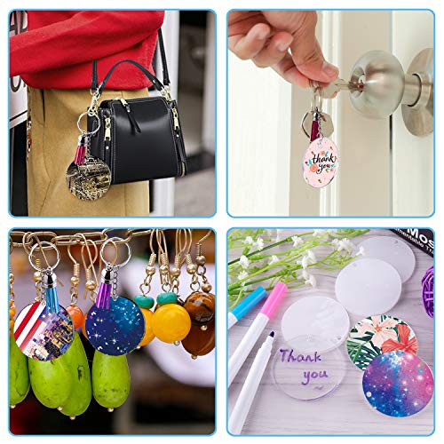 Duufin 108 Pieces Acrylic Keychain Blanks with Key Chain Rings 2 Inch Acrylic Round Ornament Blanks with Hole Clear Acrylic Circle Disc Blank for DIY Projects and Crafts