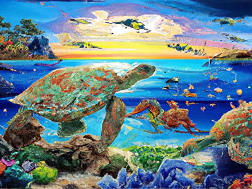 SKRYUIE 5D Diamond Painting Full Drill Sea Turtle & Deer Painting by Numbers Kits, DIY Tortoise and Elk Paint with Diamond Art Cross Stitch Embroidery Rhinestone Wall Home Decor 30x40cm (12"x16")