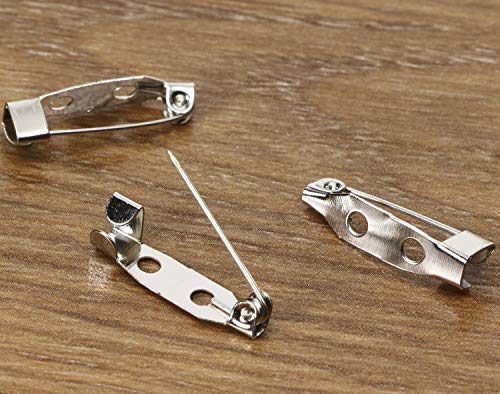 Shapenty 30PCS Locking Pins Backs Safety Clasp Brooch Badge Bar Jewelry Pins for DIY Craft Name Tags Toy Ribbon Corsages Costume Jewelry Making Sewing Felt Fabric Baby Shower Wedding (Silver, 20MM)