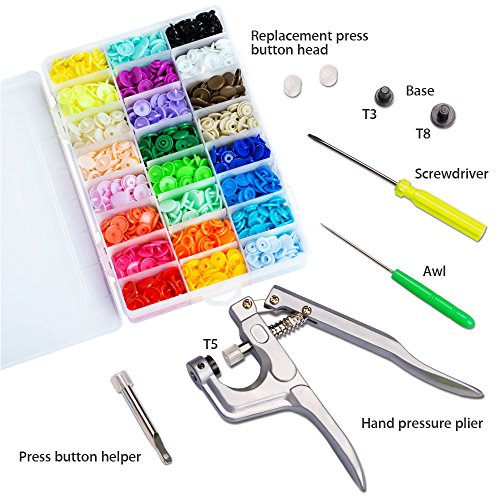 LYNDA Snaps and Snap Pliers Set, 360 Sets T5 Plastic Buttons for Sewing and Crafting