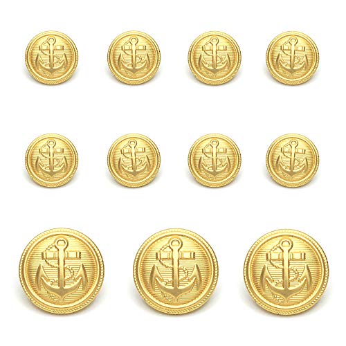 11 Pcs Gold Metal Blazer& Suit Buttons Set -Premium Sewing Buttons for Coat Jacket