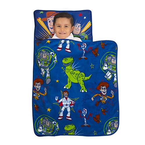 Disney Toy Story Blue and Green Toddler Nap Mat, Blue, Green, Yellow