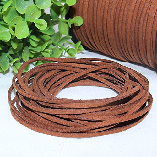 Tenn Well 2.6mm Suede Cord, 100 Yards Flat Faux Leather Cord for Necklaces, Bracelets, Jewelry Making, Beading and DIY Crafts (Brown)