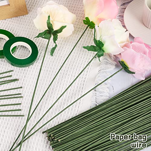 60 Pcs Floral Stems Wire for Paper Flower 2 Gauge Flower Stems 16 Inch Artificial Green Crafts Wire Wreath Making Supplies for Wire Wreath Frame Crafts DIY Floral Wire Florist Wreath Making