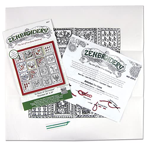 Tobin 12 Days Stamped Zenbroidery Kit, Multi-Colour
