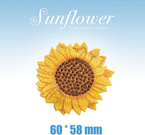 6 Pcs Sunflower Delicate Embroidered Patches, Cute Embroidery Patches, Iron On Patches, Sew On Applique Patch,Cool Patches for Men, Women, Girls, Kids