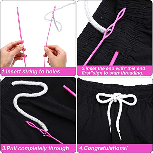 Drawstring Cords Replacement Drawstrings with Easy Threader for Sweatpants Shorts Pants Jackets Coats (White, Navy Blue)