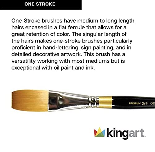KINGART Original Gold 9100 One-Stroke Series Premium Golden Taklon Multimedia Artist Brushes, Set of 5 Sizes