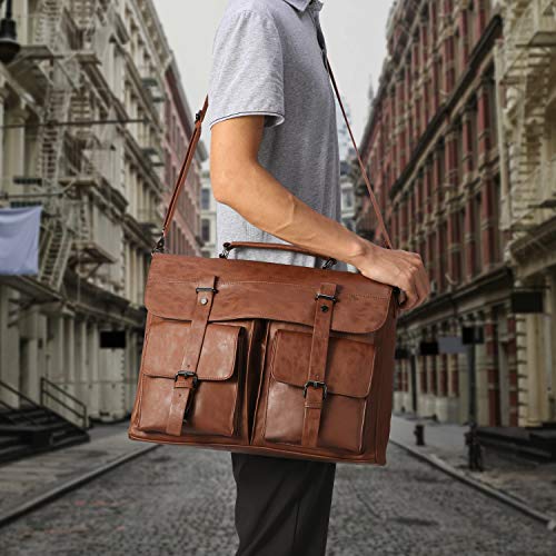 Leather Messenger Bag for Men,15.6 Inch Vintage Laptop Bag Briefcase Satchel