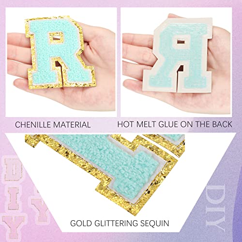 26 Pcs Chenille Letter Patches Iron on A-Z Letter Patch Decorative Repair Patches Embroidered Adhesive Alphabet Sticker Patches Sew Applique for Clothing DIY (Simple Style)