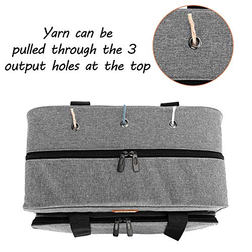 CURMIO Yarn Storage Bag, Knitting Tote Bag for Crochet Hooks, Knitting Project and Accessories, Ideal for Crochet Beginners and Knitting Lovers, Bag Only, Gray