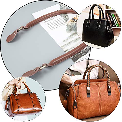 PH PandaHall 2 Pieces 24.2 Inches Leather Purse Handles Handbags Shoulder Bag Strap Replacement with Alloy Clasps for Purses Making Supplies Brown