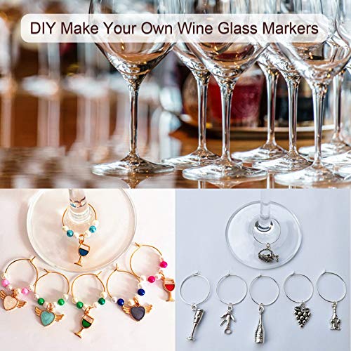 TOAOB 100pcs Wine Glass Charm Rings 30mm Silver Plated Open Earring Beading Hoop Party Favor