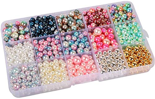 Beads 1140pcs/lot Mix Rainbow Gradient Color Round 4/6/8/10mm Imitation Pearl No Holes for DIY Handmade Jewelry Making Craft