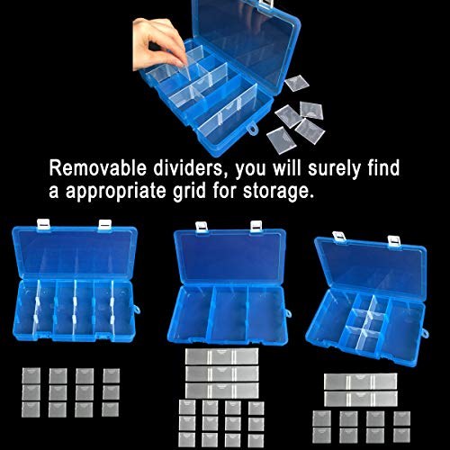 DUOFIRE Plastic Organizer Container Storage Box Adjustable Divider Removable Grid Compartment for Jewelry Beads Earring Tool Fishing Hook Small Accessories(18 grids, Pink-Blue)