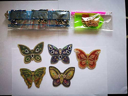 LVIITIS 5 Pieces DIY 5D Diamond Painting Kits for Adults and Kids Full Drill, DIY Keychain Pendant Kits for Butterfly Art Craf (Butterfly)