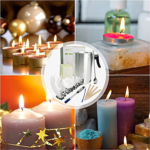 JBEIY 3L Candle Wax Melting Pot, with Candle Thermometer, Large Capacity Candle Making Pouring Pot, 200 Wicks and Stickers, Wax Spoon, Great for All Wax Candles Making-4 Pounds