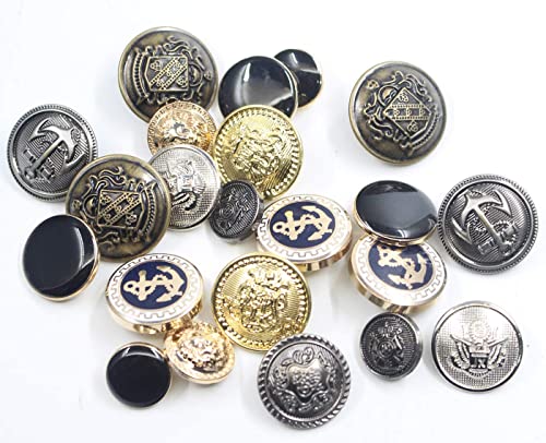 14 Pieces Gold Vintage Antique Metal Blazer Button Set - 3D Lion Head - for Blazer, Suits, Sport Coat, Uniform, Jacket 17mm 23mm