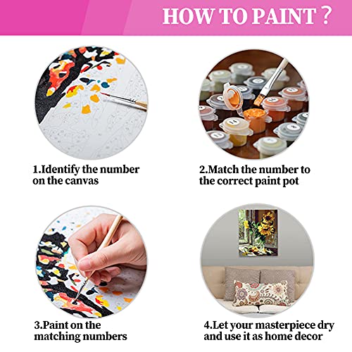 Hlison DIY Paint by Numbers for Adults Beginner, Moon Easy Paint by Numbers for Beginner, Acrylic Watercolor Paint by Number for Kids, Painting by Numbers Perfect for Gift Decor 16x20 Inch