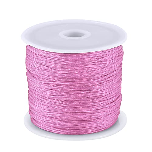 0.8mm Nylon Cord, Thread Chinese Knot Macrame Rattail Bracelet Braided String (Pink)