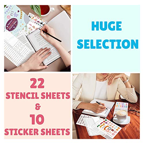 Easy to Use Stencil Set for Dotted Journals - Time Saving Planner Accessories/Supplies Kit Makes Creating Layouts Easy - Incl. Bullet Point Checklists, Daily/Weekly/Monthly Calendars