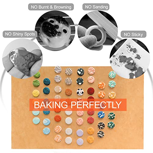 BABORUI 100Pcs Polymer Clay Baking Paper, Reusable Greaseproof Paper Polymer Clay Tools, Non-Stick Clay Oven Bake Liner Mat for Polymer Clay Cutters DIY Polymer Clay Craft