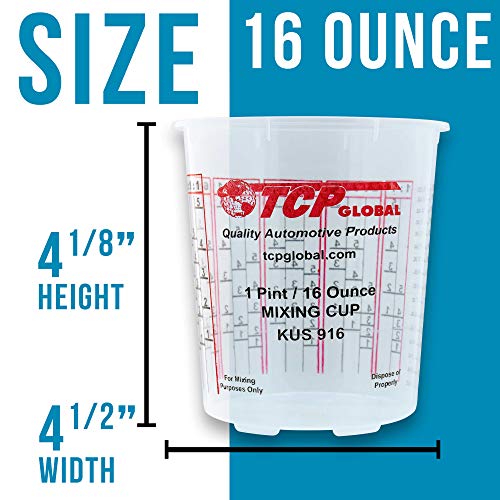 (Full Case of 100 each - Pint (16oz) Paint Mixing Cups) by Custom Shop - Cups have calibrated mixing ratios on side of cup Box of 100 Cups Epoxy Resin Epoxy Resin