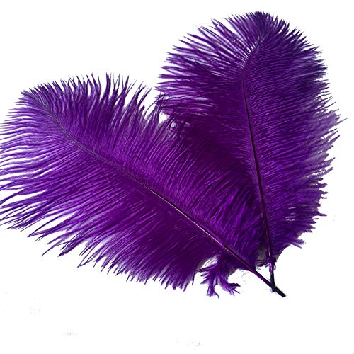 Sowder 14-16inch(35-40cm) Ostrich Feathers Plume for Wedding Centerpieces Home Decoration Pack of 10pcs(Purple)