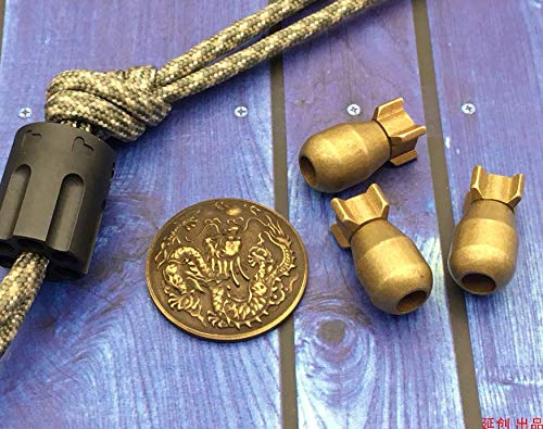 Retro Solid Brass Mini Bomb Shape Parachute Paracord Cord Knife Tool Lanyard Bead Zipper Pull Mens Gift DIY Accessories Outdoor