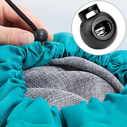 50 Pack Round Cord locks, Plastic Toggle Spring Stopper Single Hole for Elastic Drawstring Rope Paracord Lanyard Hat Clip Marathon Running Shoeslace Tent Canvas Bag Pet Backpack Stops Sliding Fastener