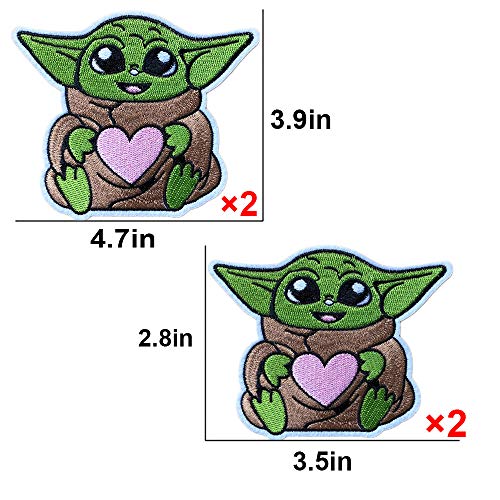 Star Wars Baby Yo_da Embroidery Patch Star Wars Embroidered Patch for Jackets Backpacks Jeans and Clothes Iron On Sew On Appliques Sport Badge Emblem Sign DIY Accessory-4 pcs
