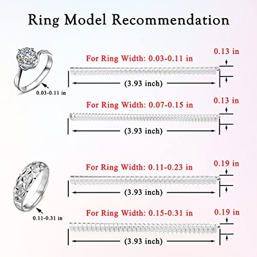 8 Pack Ring Size Adjuster for Loose Rings with 4 Sizes Clear Invisible Ring Adjuster Fit Any Rings for Men and Women