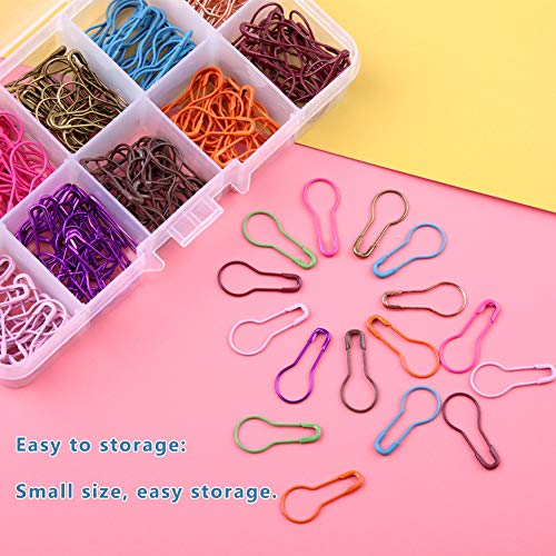 300 Pieces Safety Bulb Pins,10 Colors Calabash Crochet Stitch Markers, Metal Safety Pins for Knitting and DIY Project with Storage Box