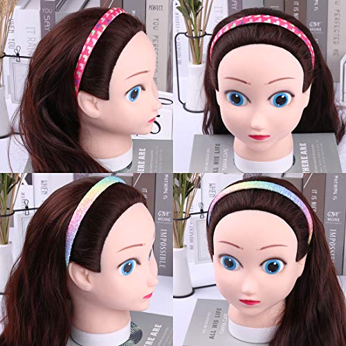 Rainbow Headbands 8 Pcs Sweet Hairband Children Head Bands For Girls Sequin Printed Heart Mermaid Headband Kids Hair Piece