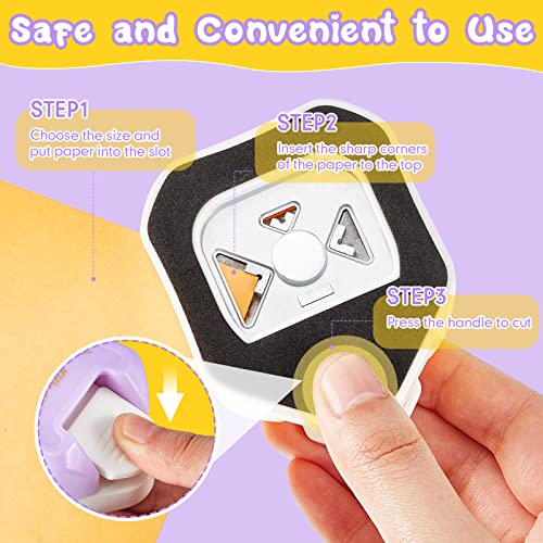 Creative Pattern Corner Punch 2 Pcs 3 in 1 Corner Cutter 3 Shapes Hole Punch Paper Pattern Cutter Craft Corner Punch Rounder for Crafting, Scrapbooking Supplies, Business Card, Photo (Yellow, Purple)