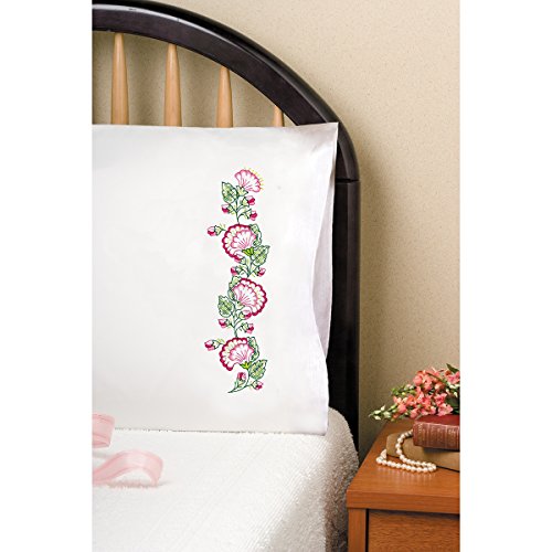 Tobin Pink Fan Set/2 Stamped for Embroidery Pillowcases