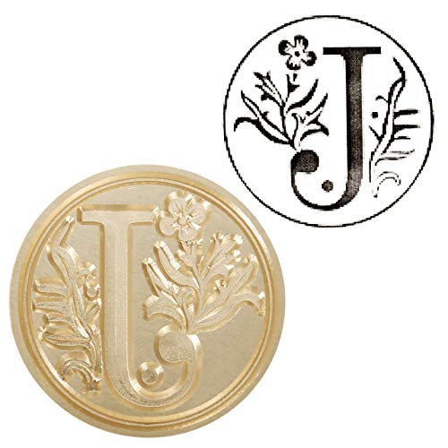 Yoption Retro Letter J Wax Seal Stamp, Vintage Alphabet Initial Sealing Wax Stamp Brass Head Wooden Handle for Wedding Party Invitation Envelopes (J)