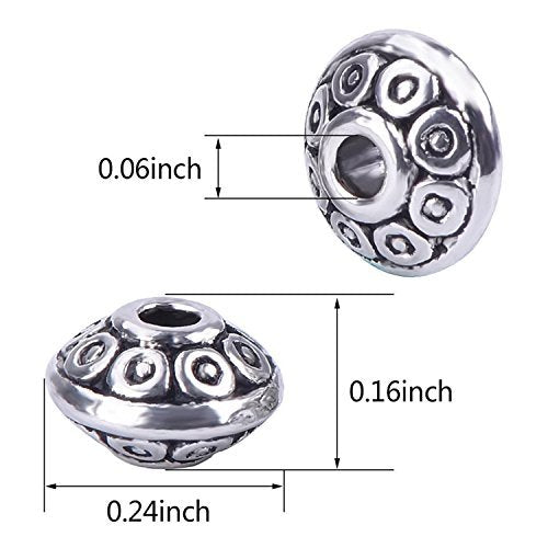Mudder 100 Pieces 6 mm Antique Silver Spacer Beads European Style Beads for Jewelry Making