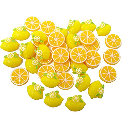 Honbay 40PCS Slime Charms Flatback Resin Charms Lemon Fruit Embellishments for Scrapbooking, Hair Clip, Phone Case, DIY Crafts