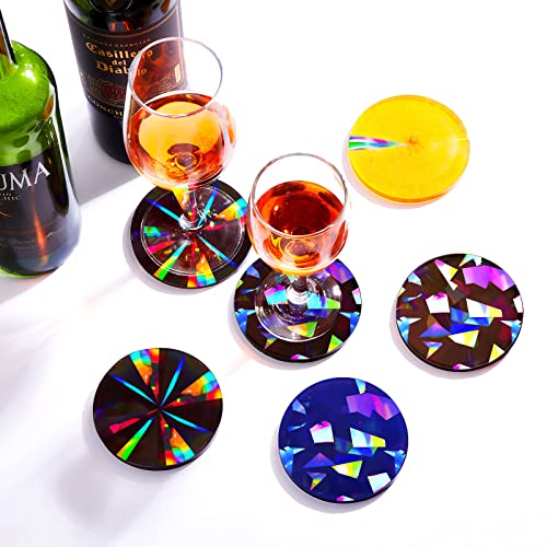 Holographic Coaster Molds for Resin Casting Silicone Resin Coaster Molds Round Epoxy Resin Molds for Coasters Making Resin DIY Artwork Home Decoration(Stylish Style)