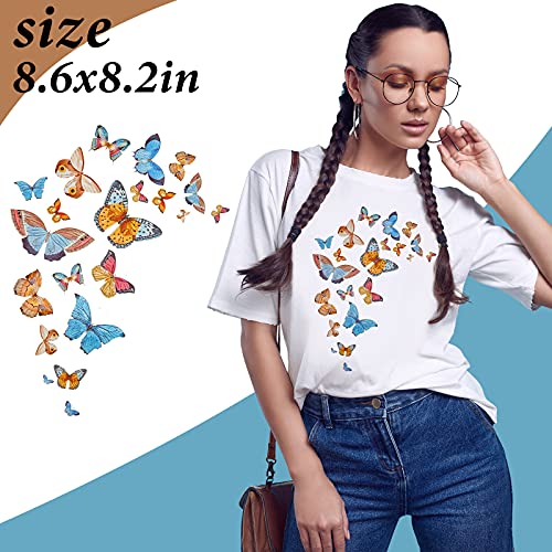5 Pieces Butterfly Iron on Patches Heat Transfer Colorful Cute Stickers Washable DIY Iron on Transfer Decals for T-Shirt Jeans Backpacks Families Clothing Hat DIY Applique, 5 Styles