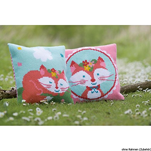 Vervaco PN-0155351 Laughing Fox Cushion Cross Stitch Kit, 16" by 16", Multicolor