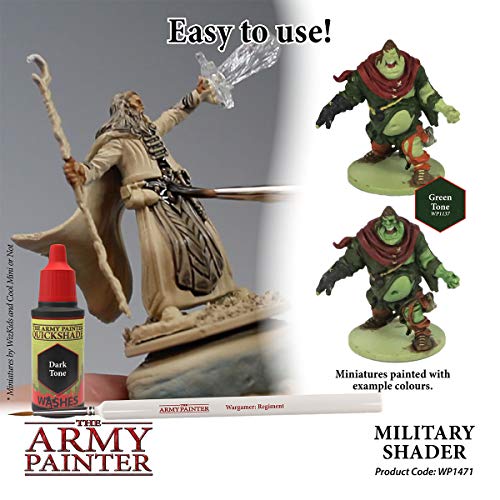 The Army Painter Military Shader Quickshade - Non-Toxic Lightly Pigmented Water Based Wash Paint for Tabletop Roleplaying, Boardgames, and Wargames Miniature Model Painting